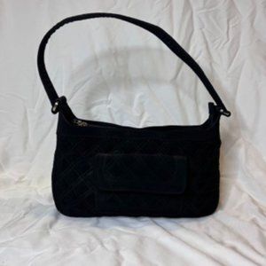 Vera Bradley Solid Black Quilted Lightweight Shoulder Bag Purse Lined w/ Flowers